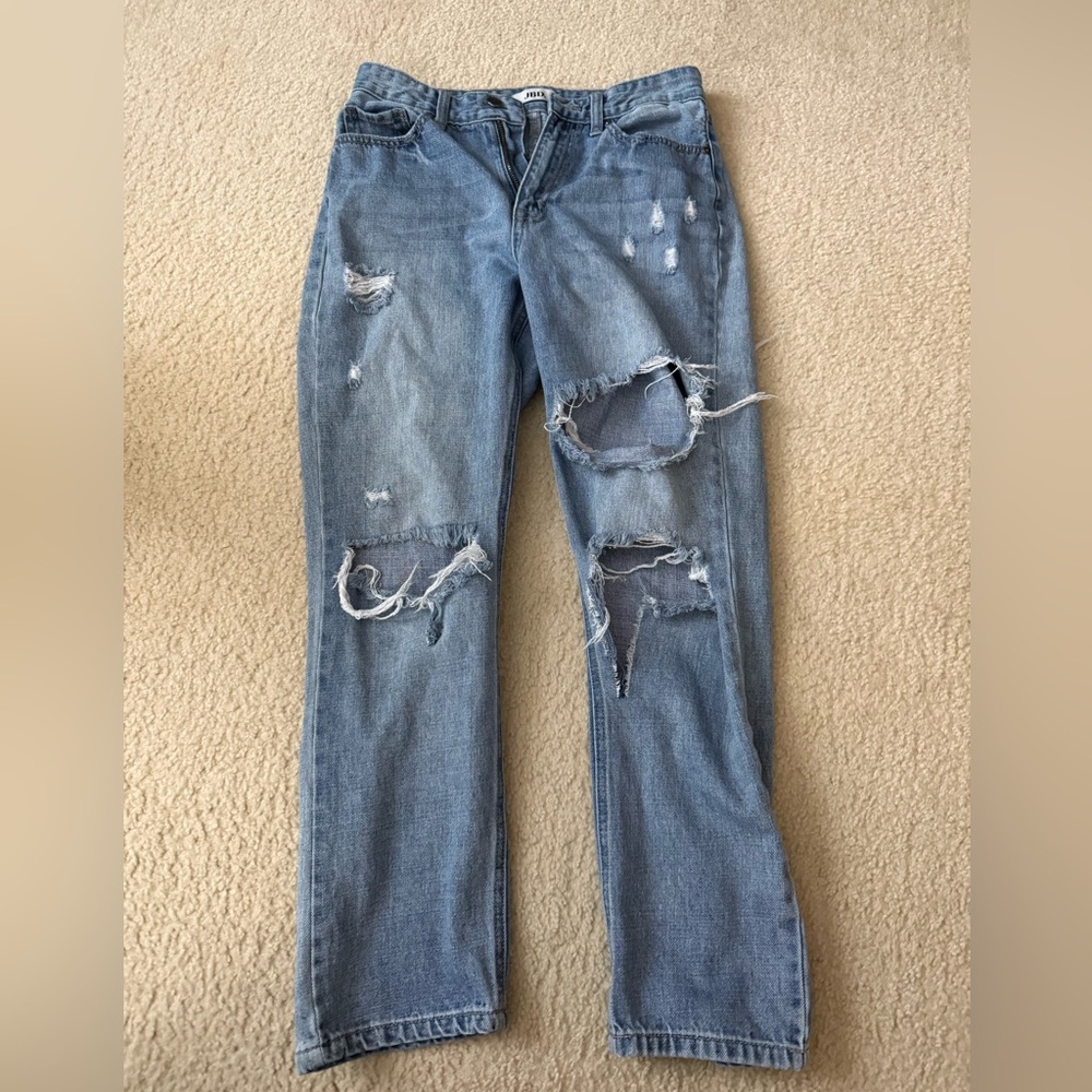 JBD Just Black Denim High rise light wash distressed straight jeans